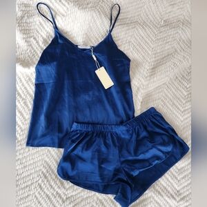 Dark Blue Silk Sleep Set